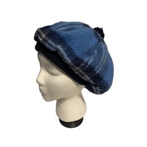 Vintage Tweed tartan beret with Pom Pom plaid